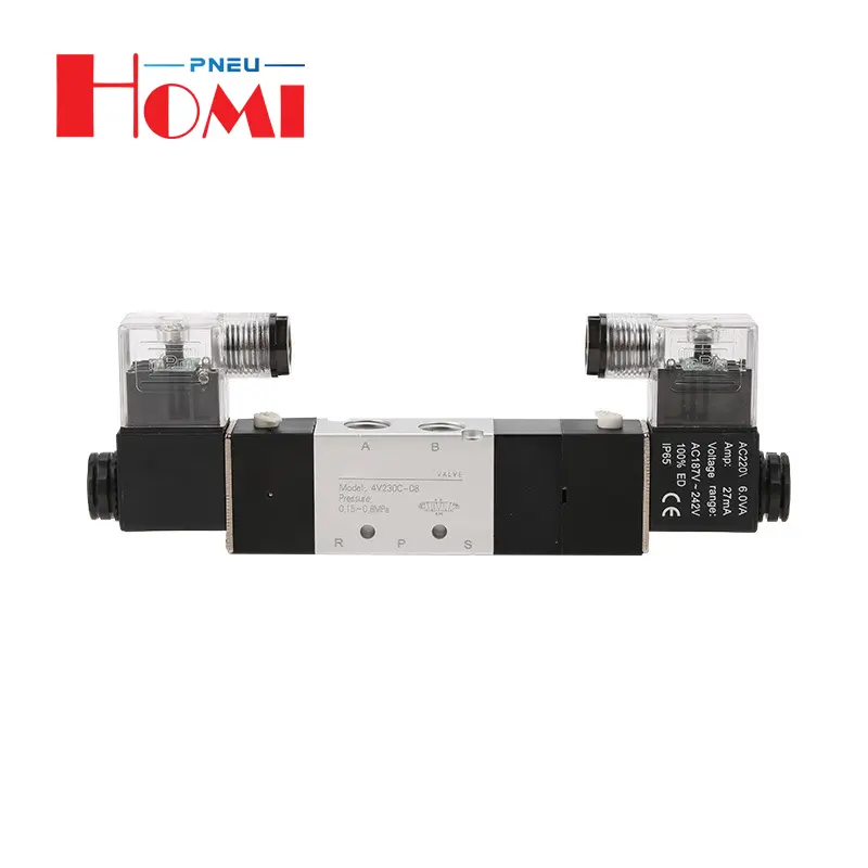 Airtac Type 4v120-06 4v220-08 5 3 Way Solenoid Valve Wiring Diagram Pneumatic Air Valve 12v