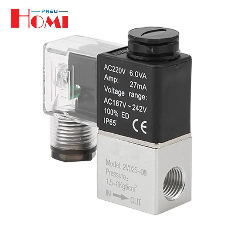 High Quality 2V025-06 2V025-08 2 Position 2 Way 12VDC Solenoid Valve Pneumatic Valve