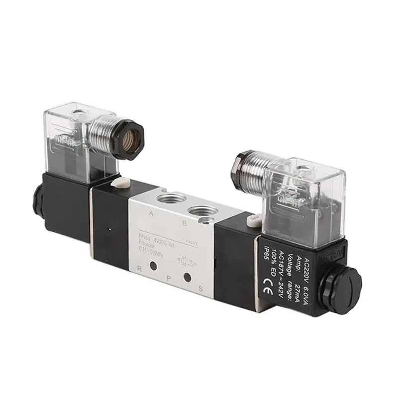 4v220-08 3 2 Way 5-way Pneumatic Electric Actuator Control Solenoid Valve Operation 12v 24v Dc