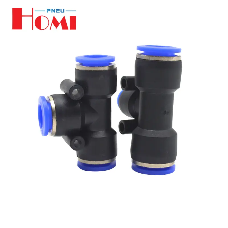 Directly factory supplier PE T model Equal Union Connector Plastic Tee Shape Pipe Pneumatic One Touch Fitting