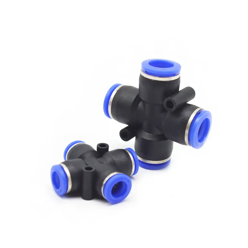 Air Connector PZA Equal Union Cross Shape 4 Way Plastic Push in Pneumatic Tube Connector Quick Fittings Pneumatic Fittings