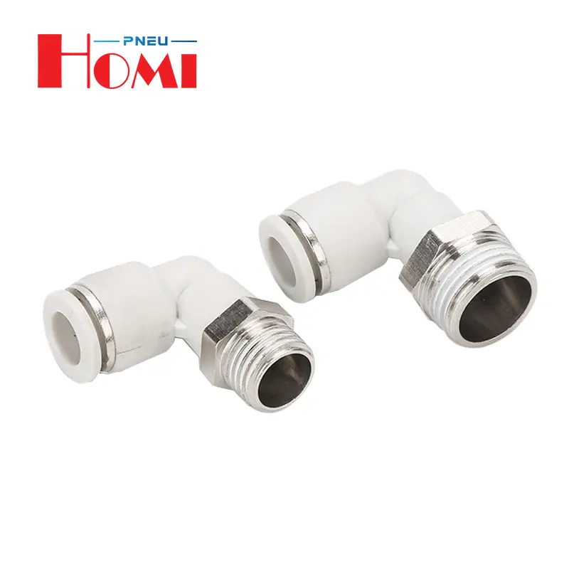 PL External Thread Bend Connect Fitting Air Compression System Black Nickel Plated Pneumatic Fittings